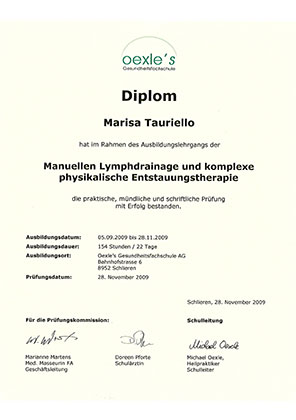 Diplom Manuelle Lymphdrainage